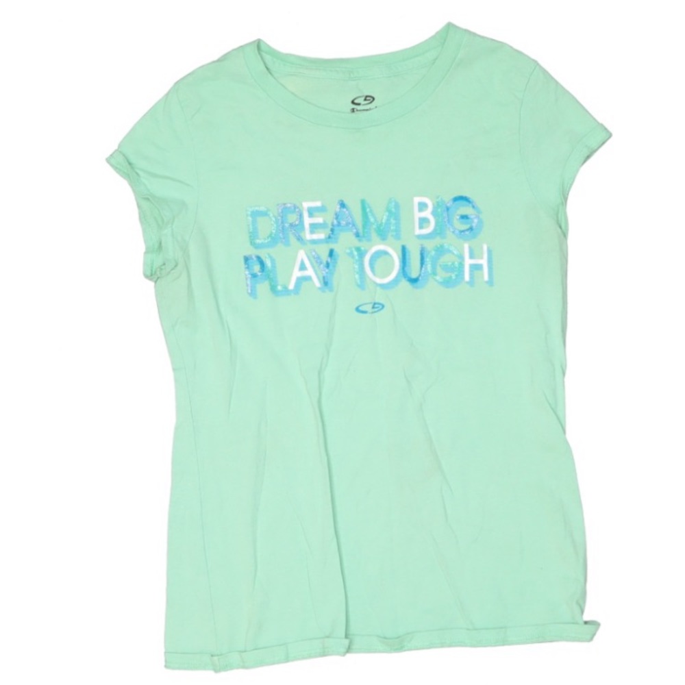 Champion "Dream Big Play Tough" T-Shirt in Mint Green sz Youth L 10/12 EUC